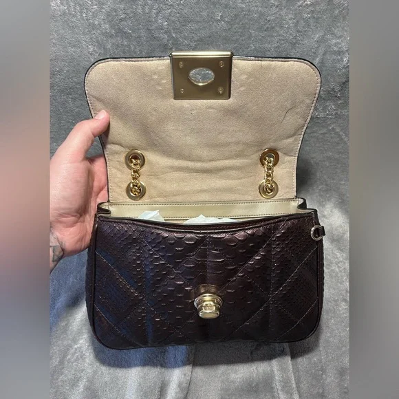 Coach Cassidy Oxblood Snake Embossed Diamond Quilted Leather Crossbody - Picture 9 of 16